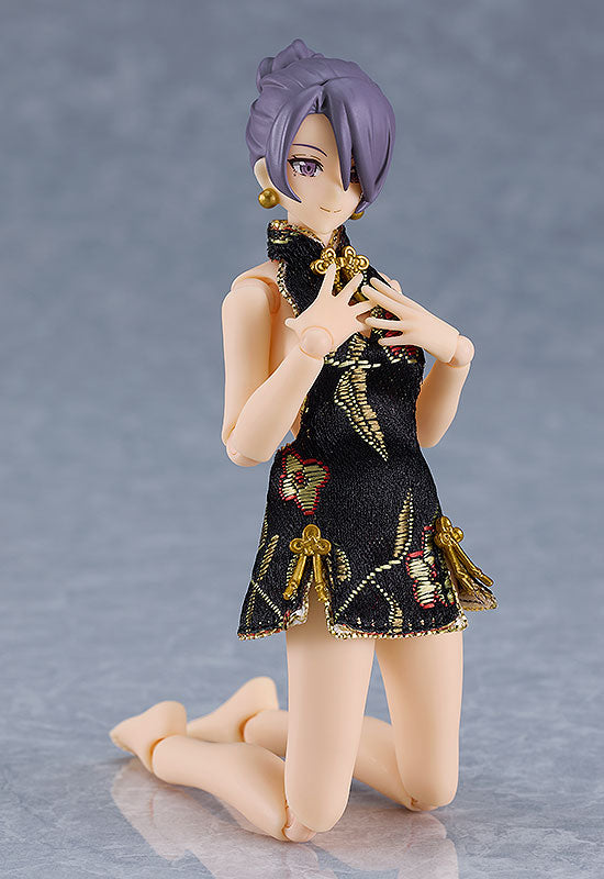 figma Female Body (Mika) with Mini Skirt Chinese Dress Outfit (Black)